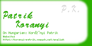 patrik koranyi business card